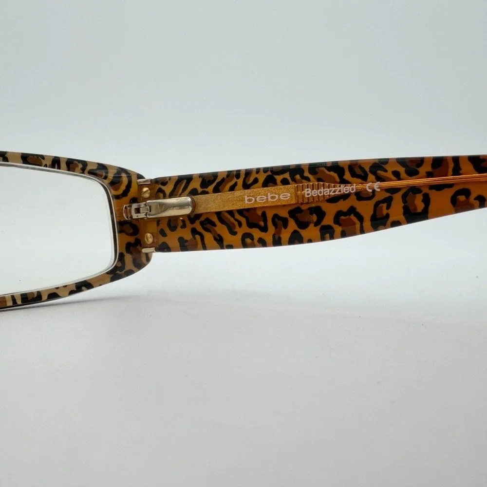 bebe Bedazzled Tigress Leopard‎ Print Y2K Eyeglass Frames 52-16